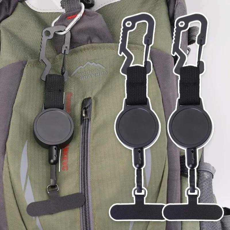 

Ремешок для телефона с защитой от падения и брелоком, выдвижной ремешок для телефона с защитой от кражи и зажимом, прочная нержавеющая сталь для путешествий и походов