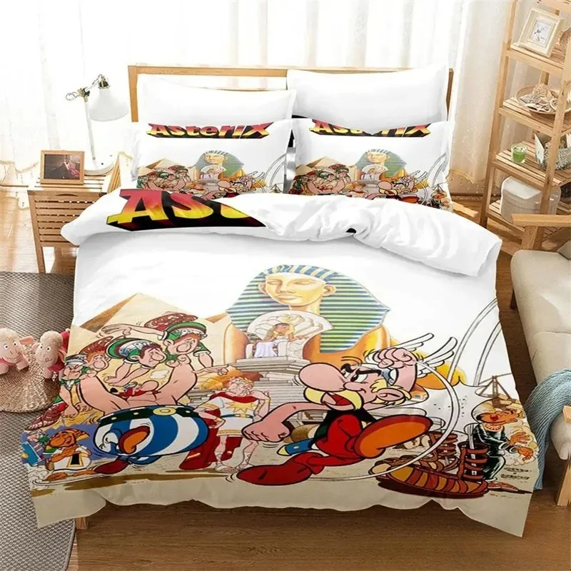 3D Print Anime Gaul Hero Asterix Bedding Set,Girls Adult Single Twin Queen Size,Duvet Cover Pillowcase Bedding