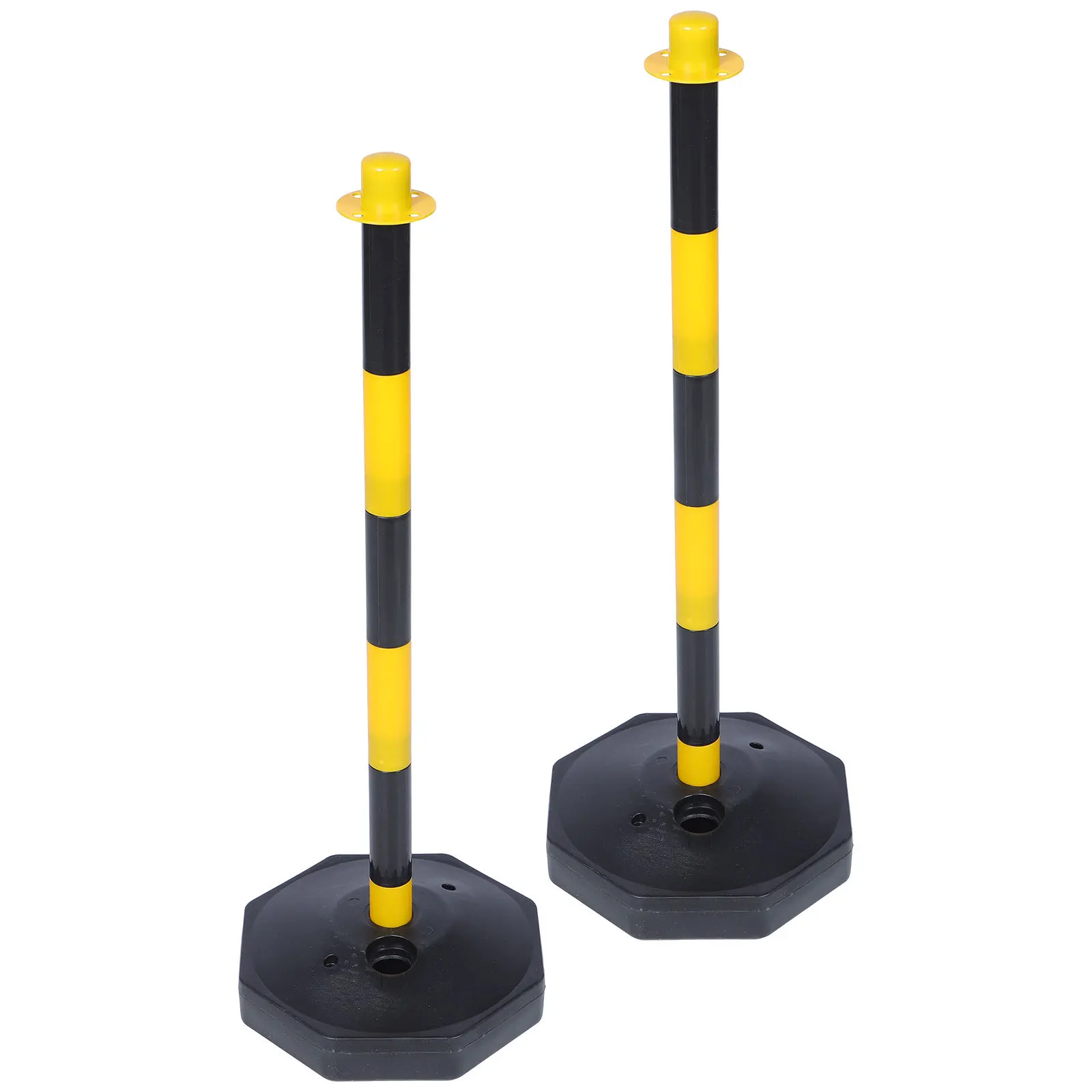 

2Pcs Plastic Warning Columns Hollow Base Fillable Durable Adjustable Safety Cones Traffic Parking Barrier Delineator Posts