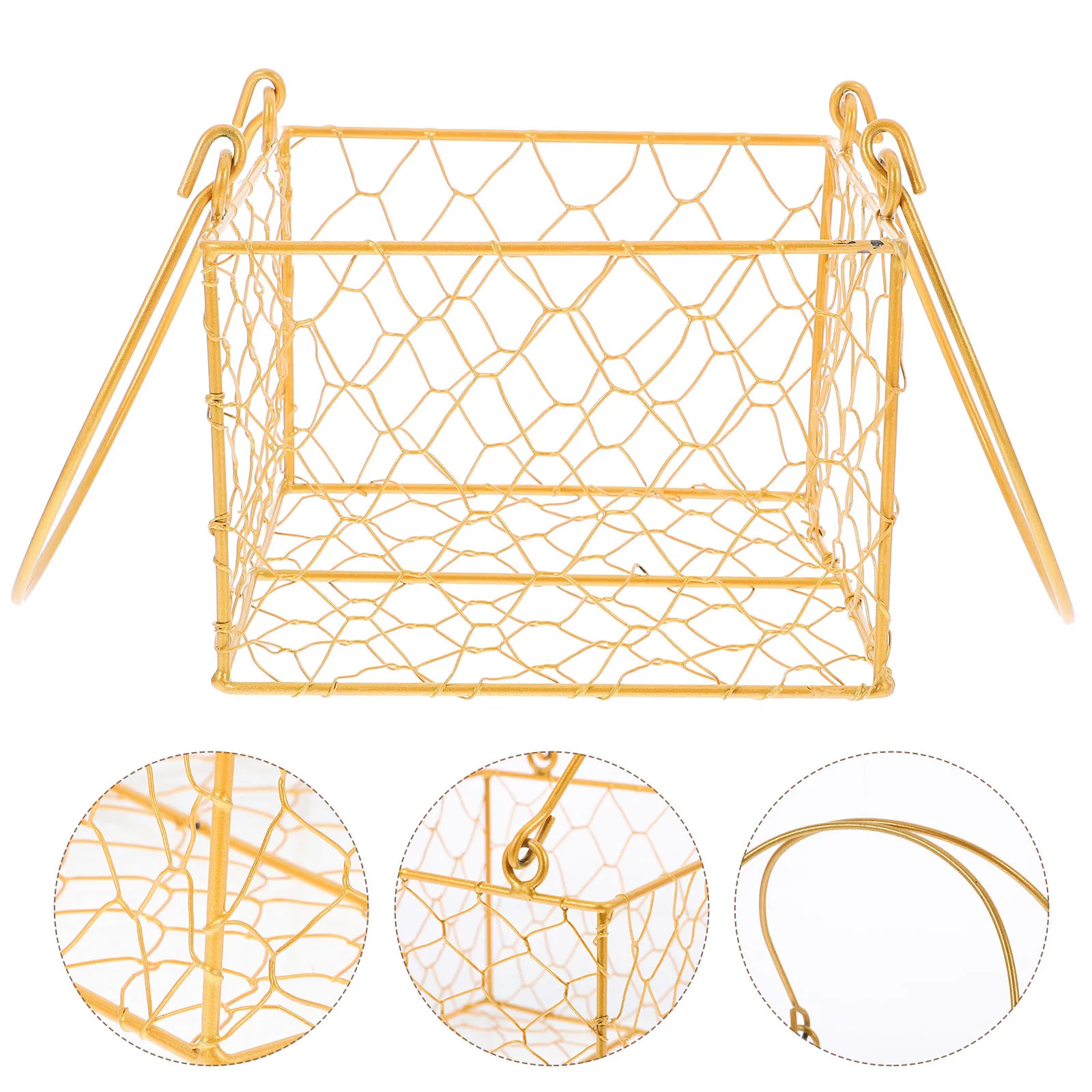 سلال سلة بمقابض زهرة زفاف أنيقة لحفلات الزفاف المعدنية