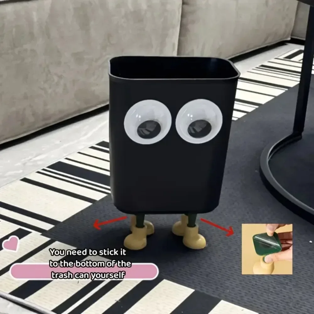 Funny Big Eyes Trash Can with Feet Garbage Bin Home Office Rubbish Bin Bathroom Garbage Container Waste Bucket Kitchen Dustbin