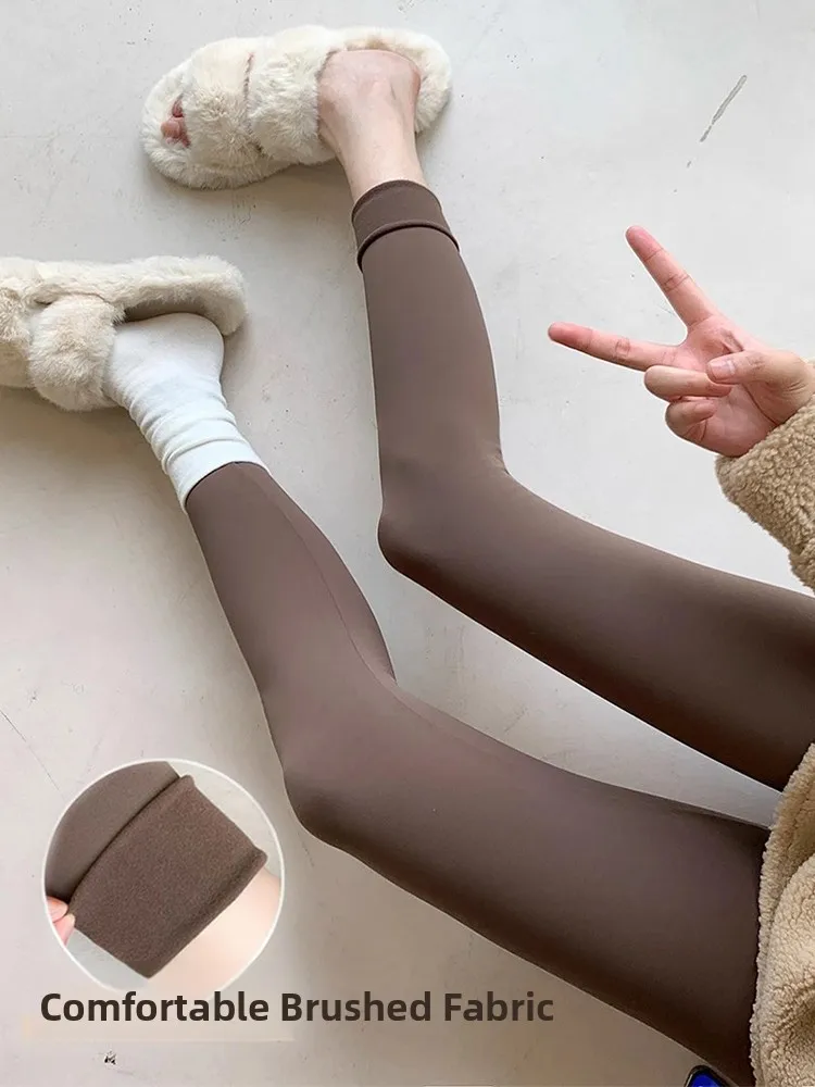 

Утепленные леггинсы для йоги из ткани аркскин, женские, маленький размер, осень-зима, с высокой талией, утягивающие живот, длина 7/8