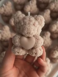 Bear Gifts Candle Making Molds,3D Rose Bear Silicone Molds Making Women Gifts,Birthday Gift,DIY Craft Mold Girl Gifts