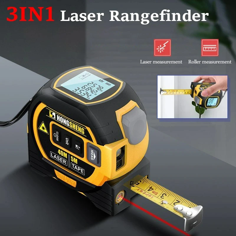 

3 In 1 Laser Tape Measure Laser Distance Measuring Rangefinder Infrared High-precision Digital Electronic Ruler Measuring Level