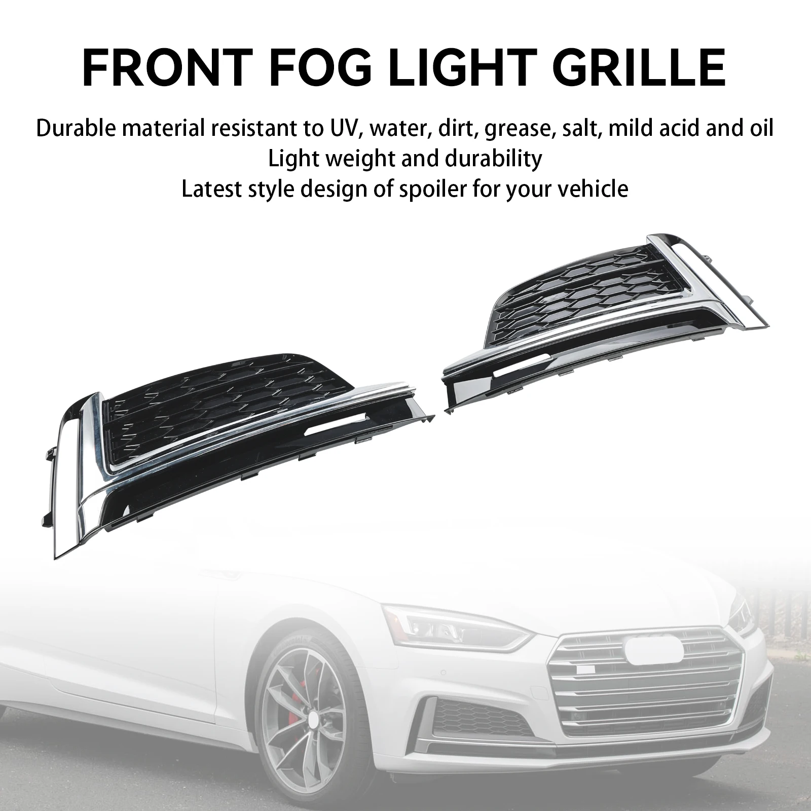 

Artudatech 2PCS Front Bumper Fog Light Grille Cover Trim Fit for Audi S5 A5 S-Line 2018-2019