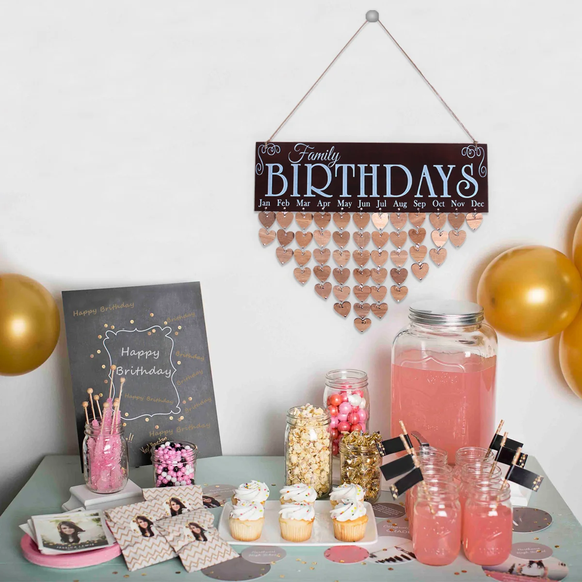 

Wooden Calendar Hanging Plaque Board Colorful 12x5cm Birthday Reminder Family Birthday Calendar Anniversary Home Wall Decor