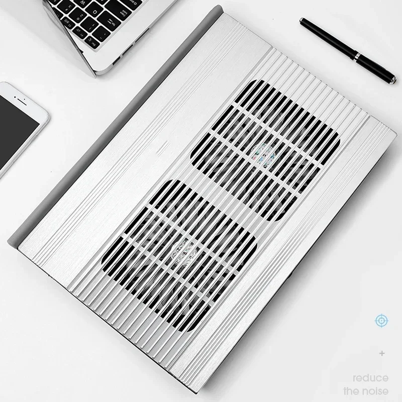 مبرد كمبيوتر محمول محمول قابل للتعديل للألعاب، وسادة تبريد للكمبيوتر المحمول USB مزدوجة تدعم حامل الكمبيوتر المحمول مع مروحة لحامل Macbook Pro