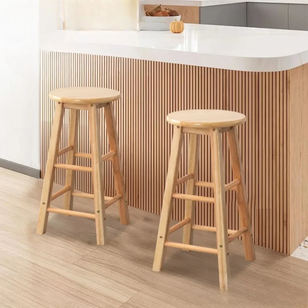 Solid Wood Stool Bar Multifunction Milk Tea Shop Northern Household Simplicity High Chair Strong Load-Bearing Capacity Bar Chair