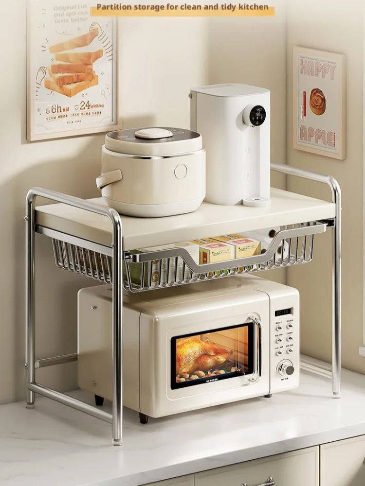 

Kitchen Countertop Microwave Oven Shelf Rack Utensils Tableware Rice Cooker Storage Cupboard Air Fryer Shelf Organizer Holder