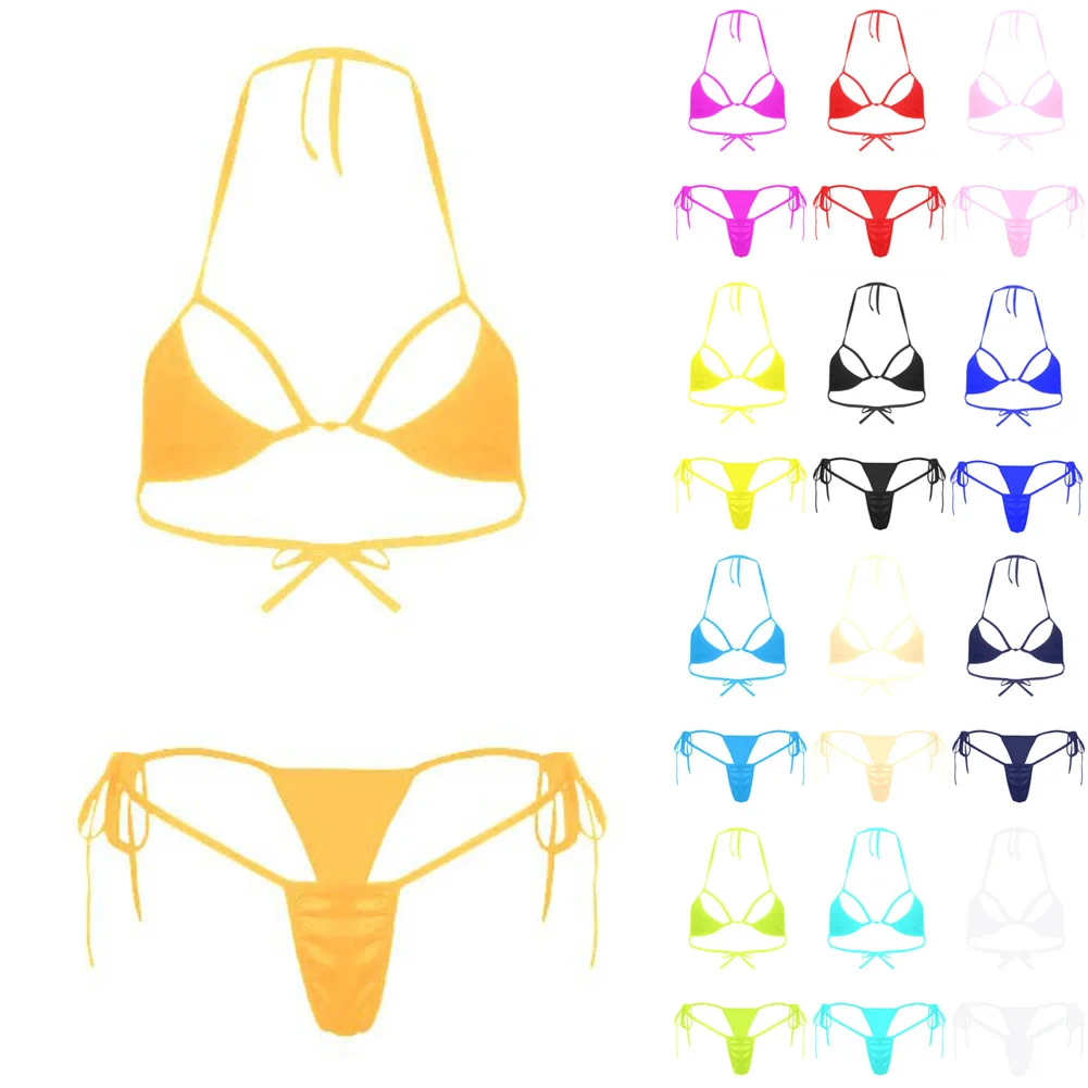 Bikini de lencería Sexy para mujer, traje de baño con sujetador y Tanga, ropa interior de verano