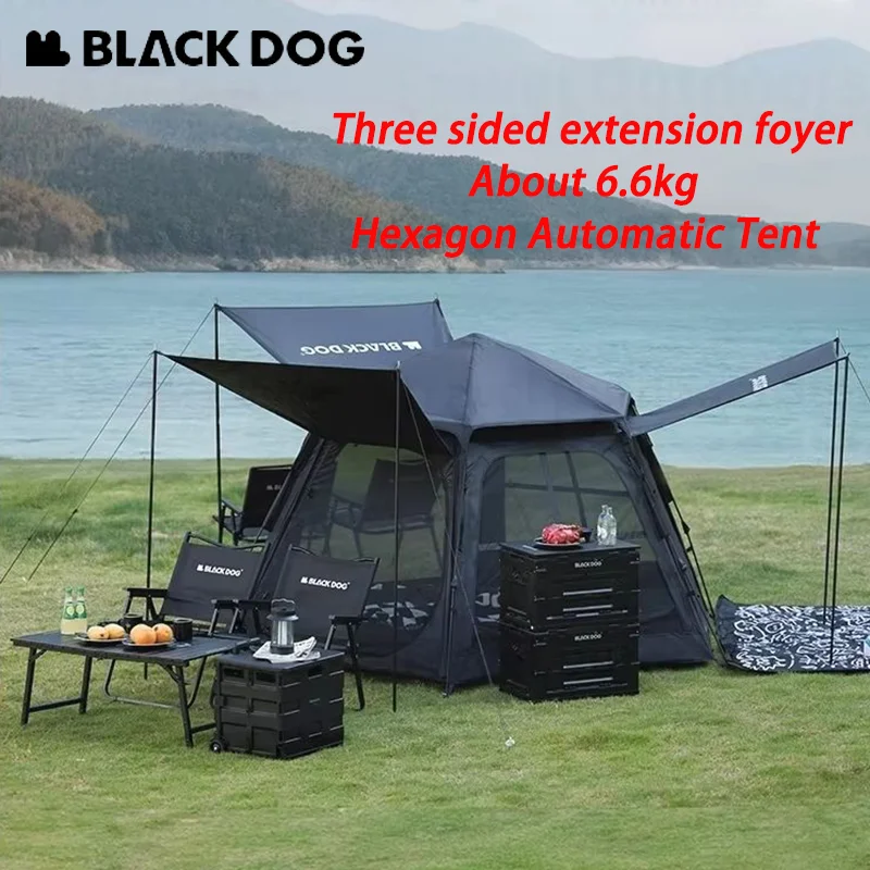 Naturehike BLACKDOG Camping Tent Hexagon Cabin One-touch Automatic Tent Outdoor Beach 150D Nylon Oxford Waterproof PU3000 UPF50+