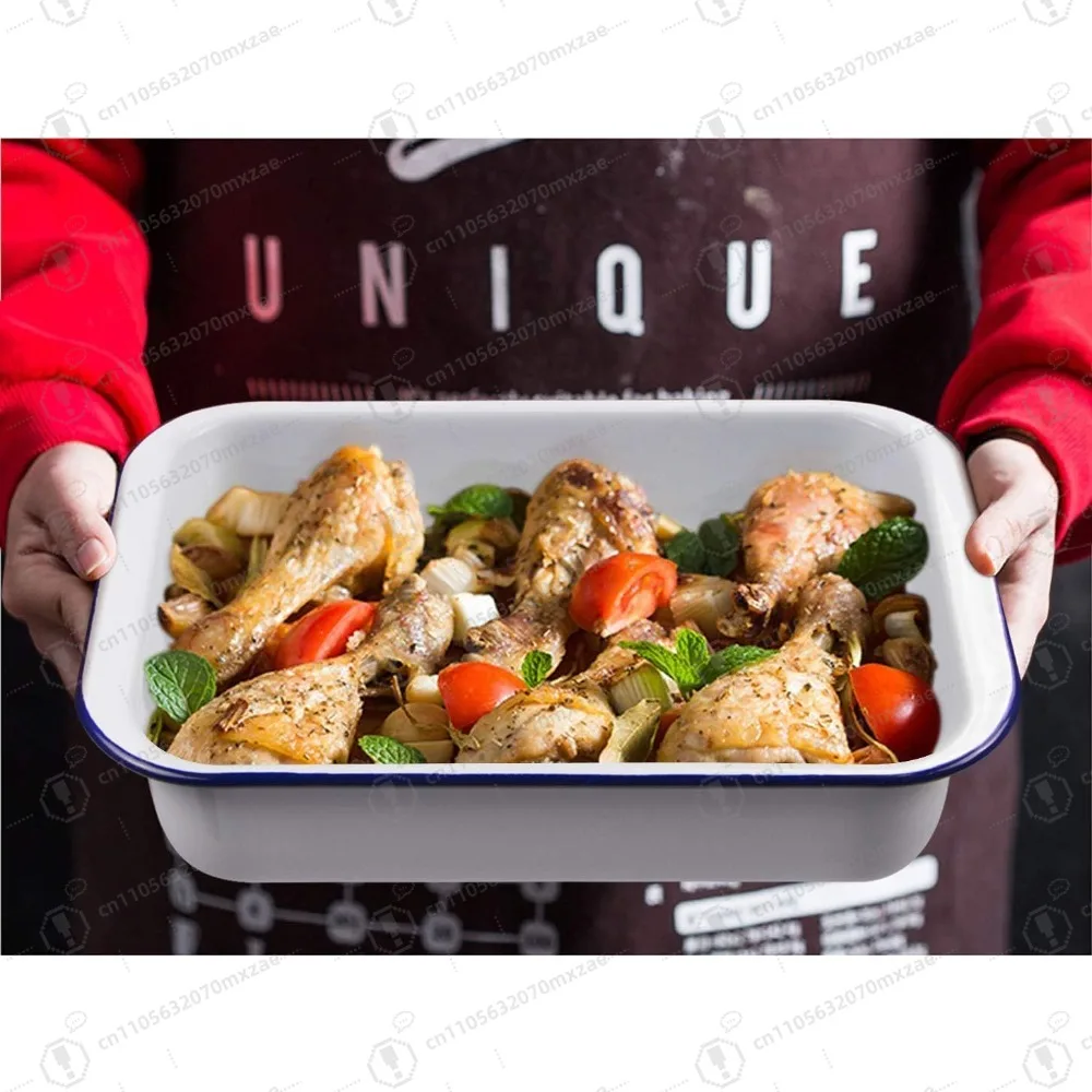 مقلاة خبز من المينا مقاس 9 × 13 بوصة مع غطاء، طبق تحميص من الفولاذ Webake للكعك واللازانيا وتخزين المواد الغذائية #1