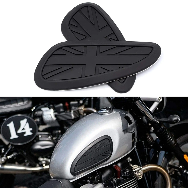 Universal Retro Motorcycle Tank Pad Protector Motorcycle Fuel Tank Sticker for Triumph Bonneville T100/T120,Black