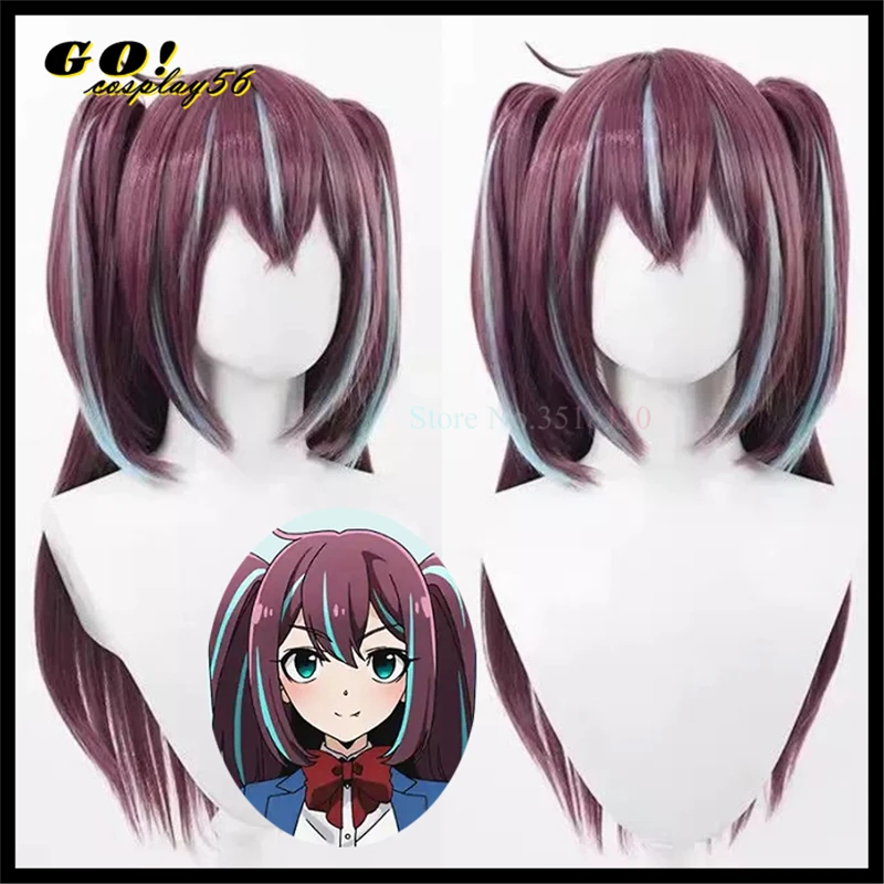 

Matama Akoya Cosplay Wig Ponytails Loco Musica Purple Synthetic Hair Headwear Anime Mahou Shoujo Akogarete Magical Girls