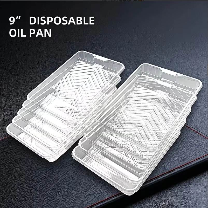10Pcs 9 Inch Disposable Clear PET Paint Tray Liner Easy Clean for Home Interior Wall Mural Art Paint Projects