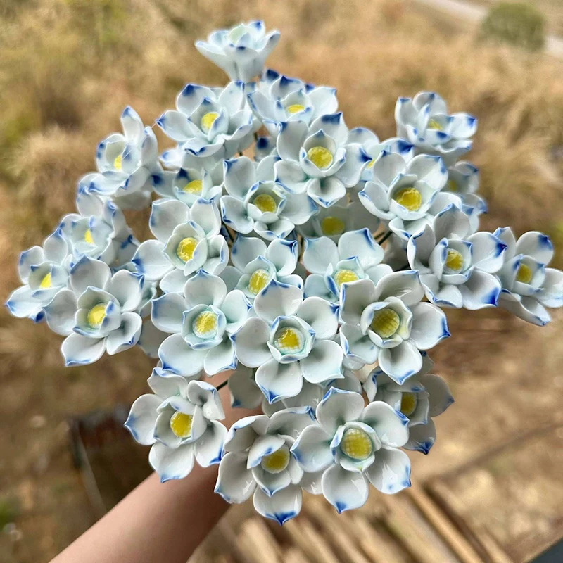 5 Stück Ländliche Wildblumen Keramik-Simulationsblumen Hochtemperaturbeständige Handgefertigte Ewige Blumen Dekorationen Kreative Geschenke für Zuhause – Detail 2