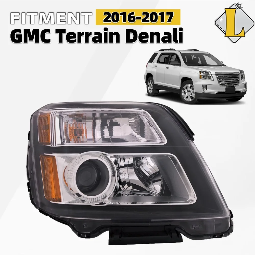 

For 2016 2017 GMC Terrain Denali Halogen Headlight Black W/Bulb Right Passenger