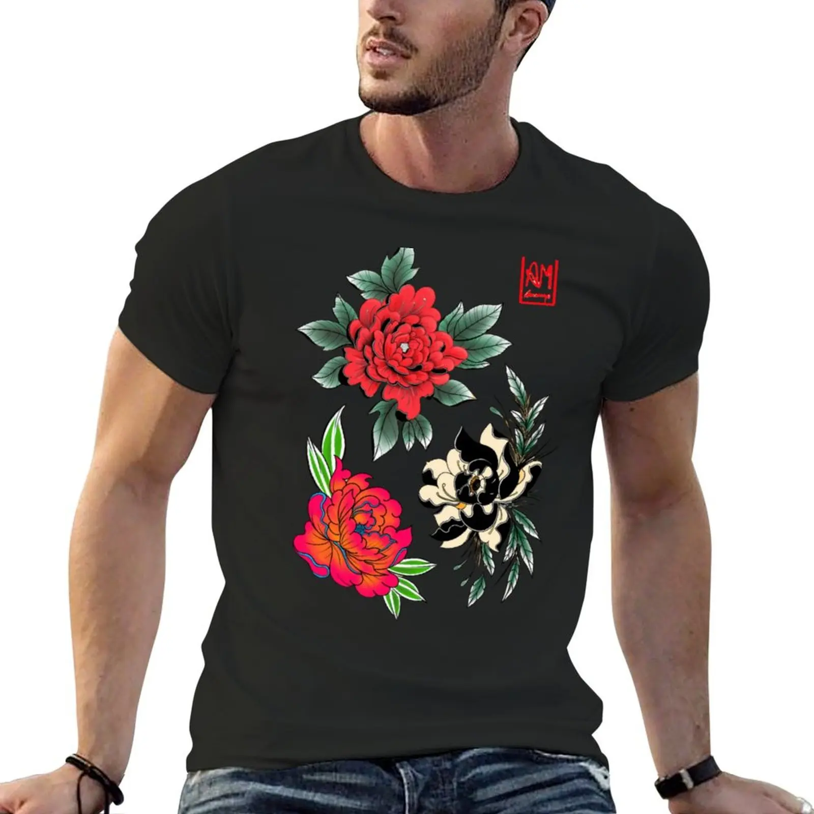 Japanese Peonies T-Shirt custom shirt quick-drying mens designer clothes