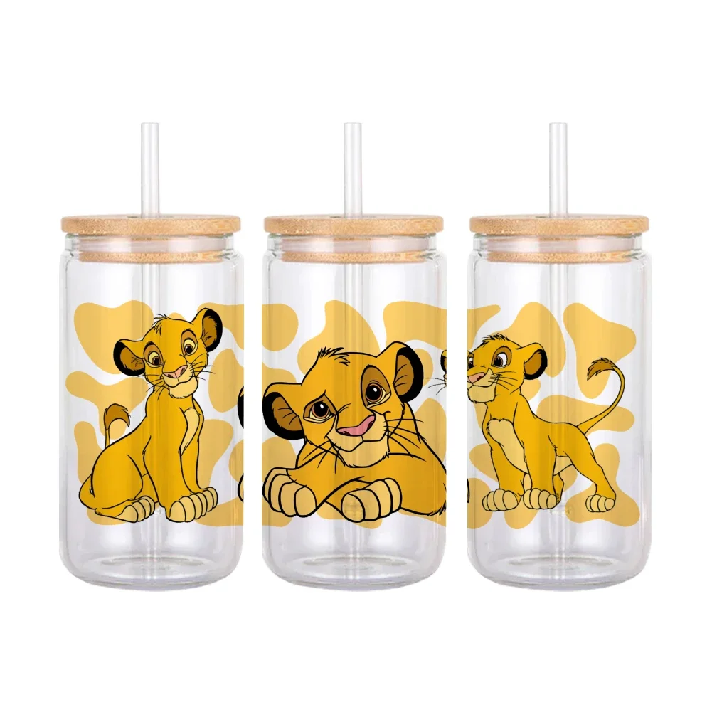 Disney Cartoon Lion King Pattern UV DTF Transfer Sticker Waterproof Transfers Decals For 16oz Glass Cup Wrap Stickers