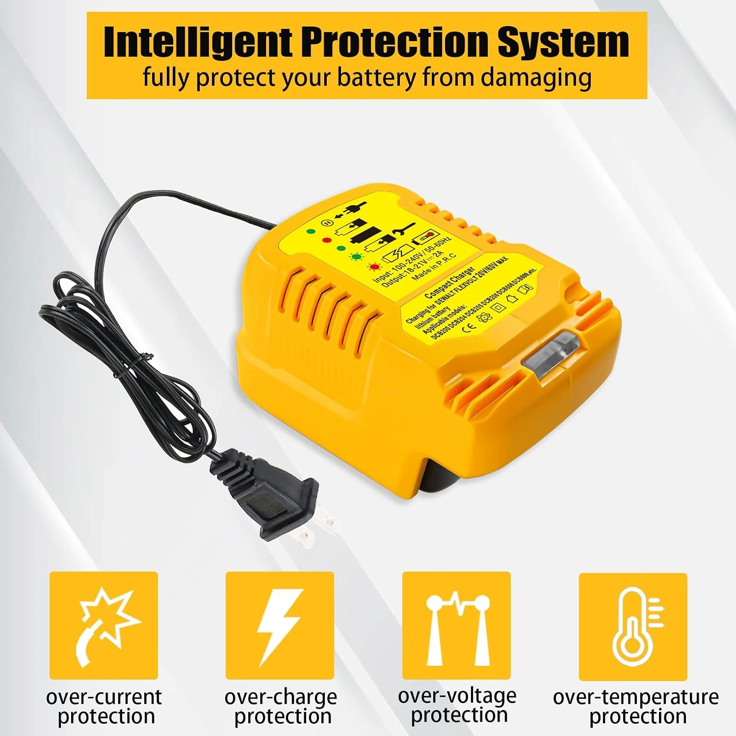 Portable Mini Battery Charger Car Charger Compatible with  for Dewalt 18 V 20 V Lithium Battery Charger Station with US/EU Plug view 3