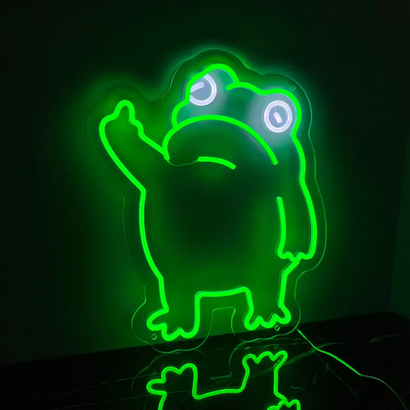 Frog with an attitude Neon Sign Custom Frog Led Signs Gaming Room Shop Club Bar Man Cave Decor Cute Animal Art Neon