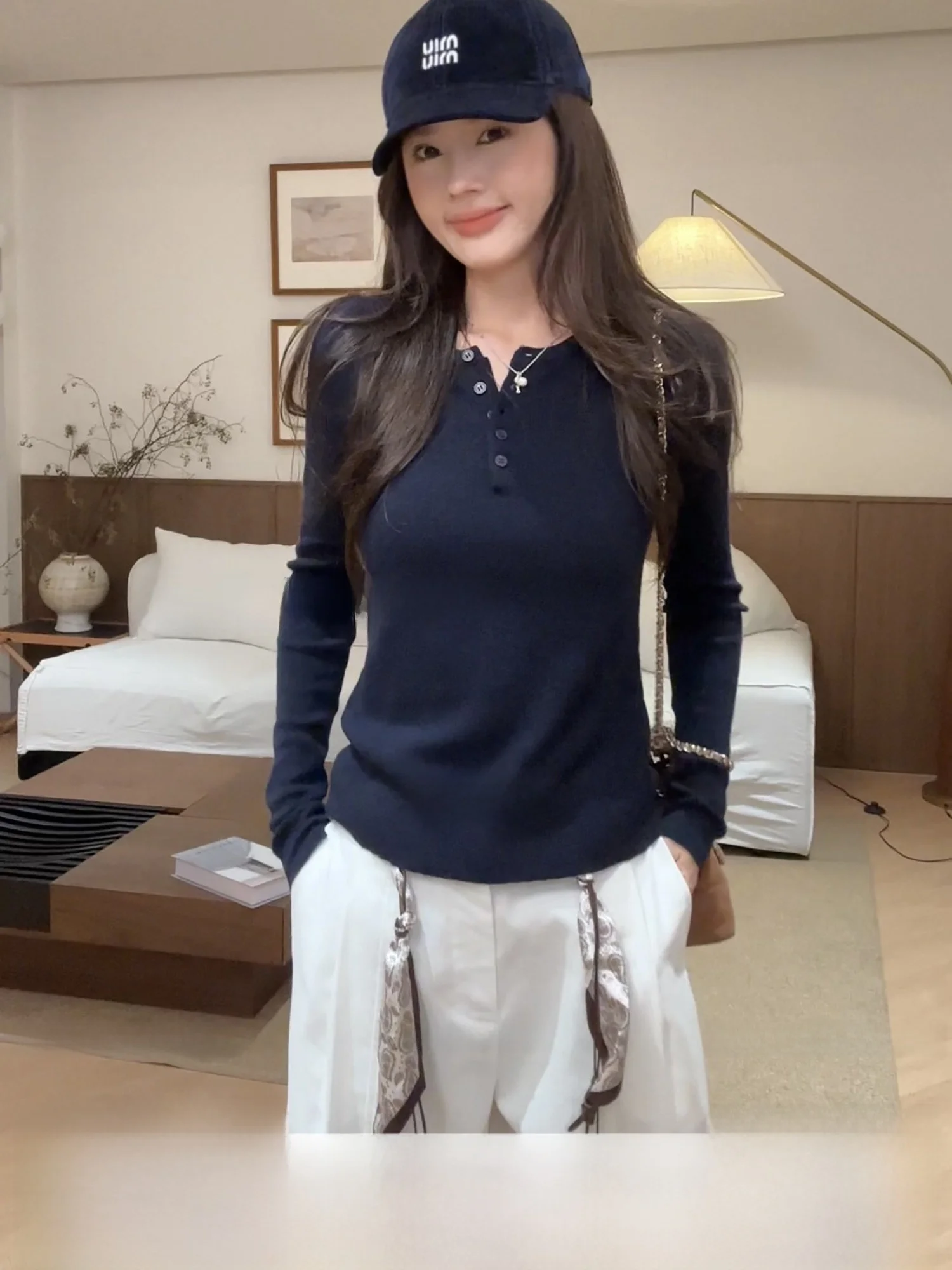 

Приятный к телу шерстяной вязаный приталенный пуловер на пуговицах, однотонный, для ранней осени, повседневный, женский модный трикотаж