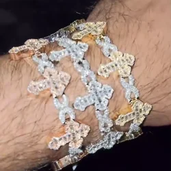 2026 New Arrived High Quality Hip Hop Men Jewelry Micro Pave 5A CZ Iced Out Bling Infinity Cross Charm Cuban Bracelet