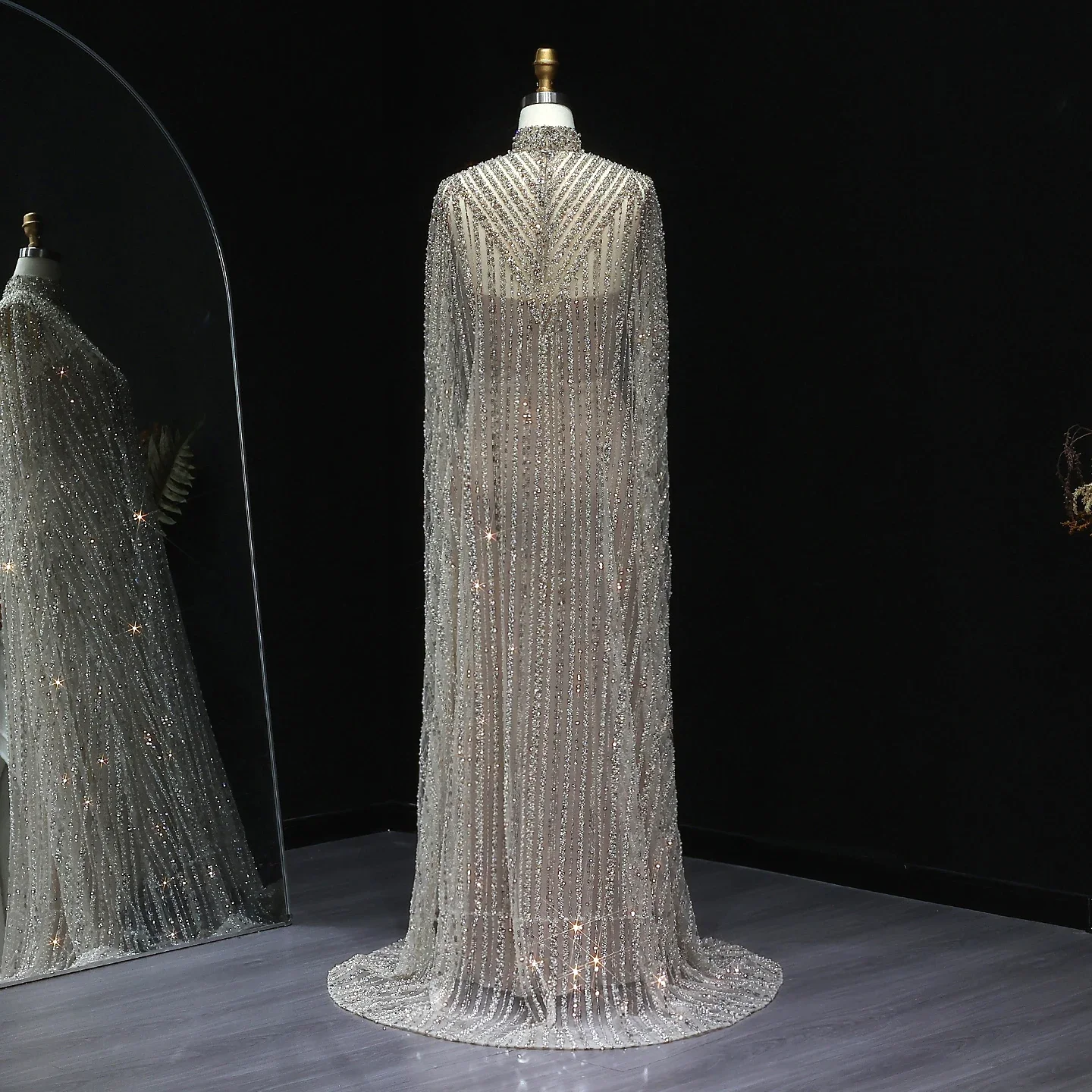Glamorous Dubai Caftan Abaya Kaftan Evening Dresses 2026 Elegant Wedding Formal Party Cape Gowns Customized Prom Dresses image 2