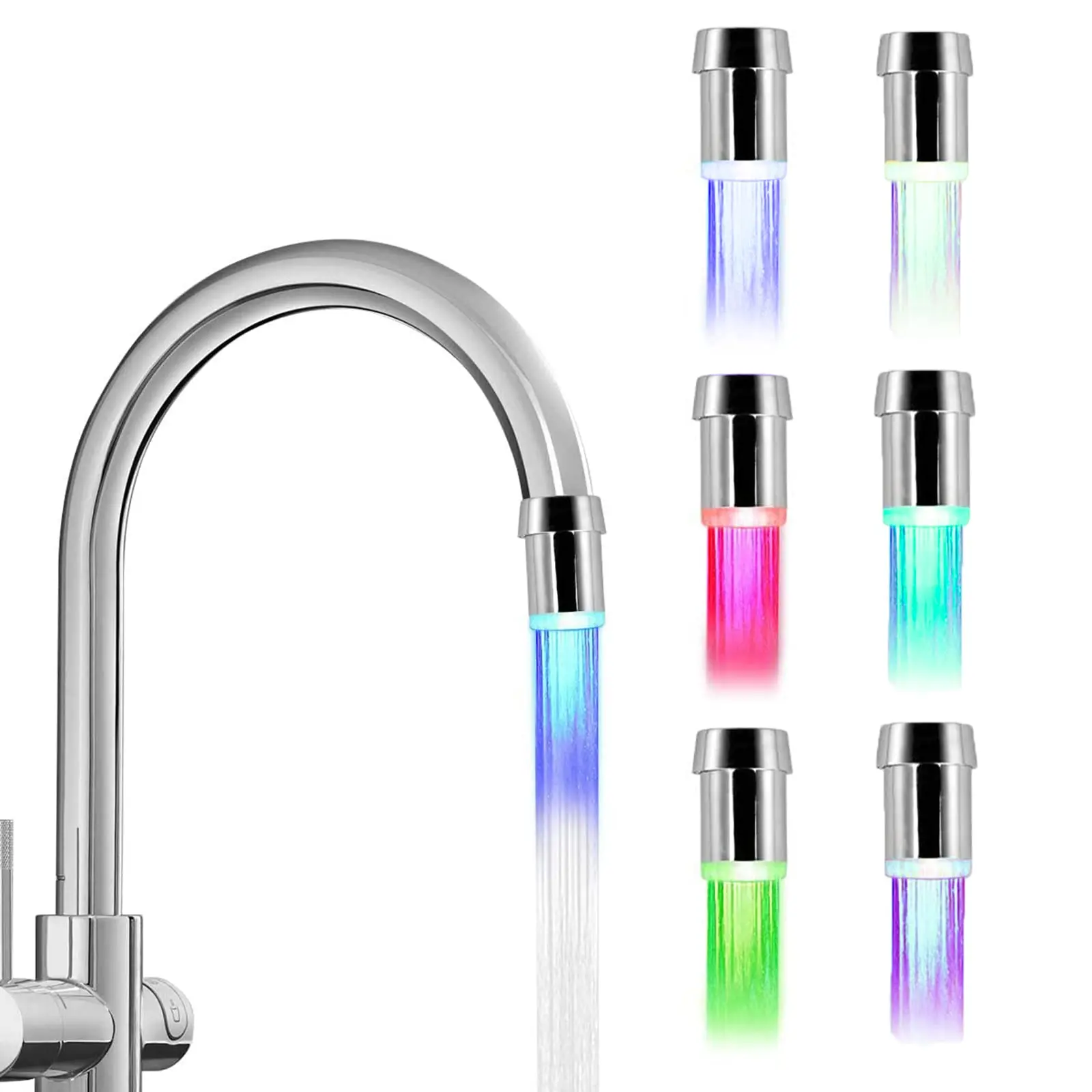 Temperature Hydro Led Faucet Nozzle 7 Color Water Saving Tap Water Flow Luminous Nozzle Accessories For Kitchen Bathroom