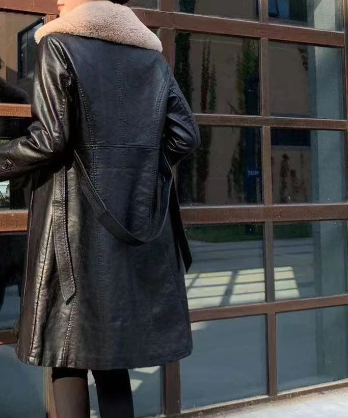 Women's 2025 Winter New Collection with Velvet Thickened Medium To Long Waist Windbreaker and Warm Wool Collar Coat