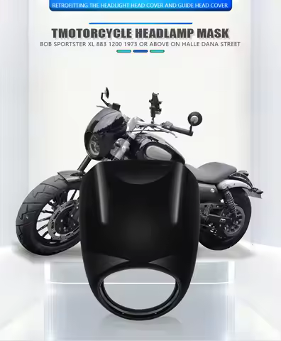 Motorcycle Black Headlight Grill Fairing Cover ABS Plastic Windshield For Harley 883 1200 Front Fork Mount Dyna Sportster XLCH