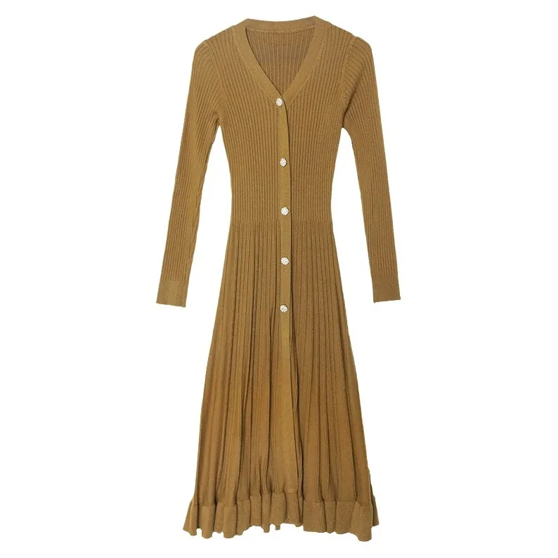 2025 Spring Cui Xiuying's Same Style Fashion Knitted Dress Over the Knee, Long Style Age Reducing Stylish and Skinny Hairy Dress