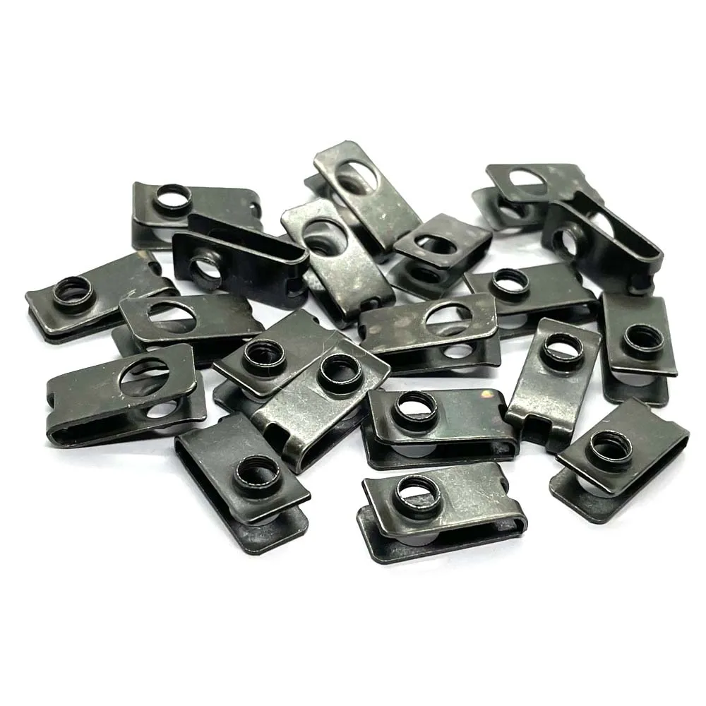 20/10pcs U-Type Clips with Thread M6 Car Metal Retainer 6mm License Plate Fixing Buckle Bolt Base Decorative Buckle