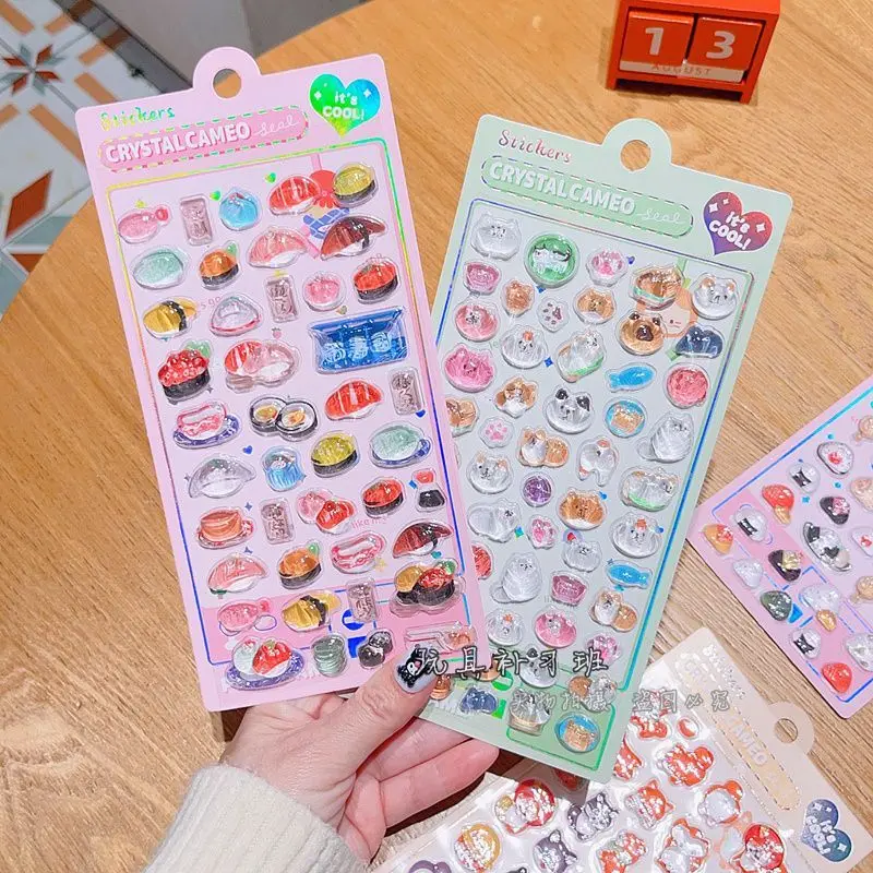 

Стикеры 3D Sushi Cute для домашних животных, объемные наклейки, наклейки-поощрения, декоративные наклейки для мобильных телефонов, фруктовые и хрустальные наклейки
