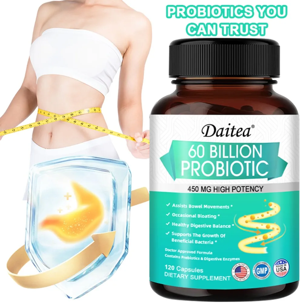 60 Billion Probiotics, 450 Mg High Potency, Promotes Intestinal Motility, Relieves Occasional Bloating, Contains Prebiotics