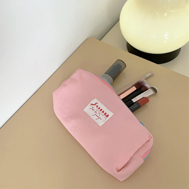 

Makeup Pouch Lipstick Makeup Brush Storage Bags Student Canvas Solid Colour Pencil Case Ins Travel Cosmetic Organizer Bags