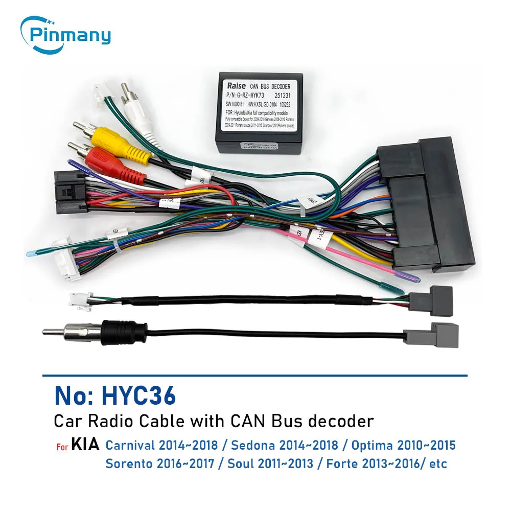 Cable de radio para coche HYC36, adaptador de cableado con decodificador CAN Bus para KIA Soul, Forte, Koup, Sedona, Carnival, Optima, Sorento