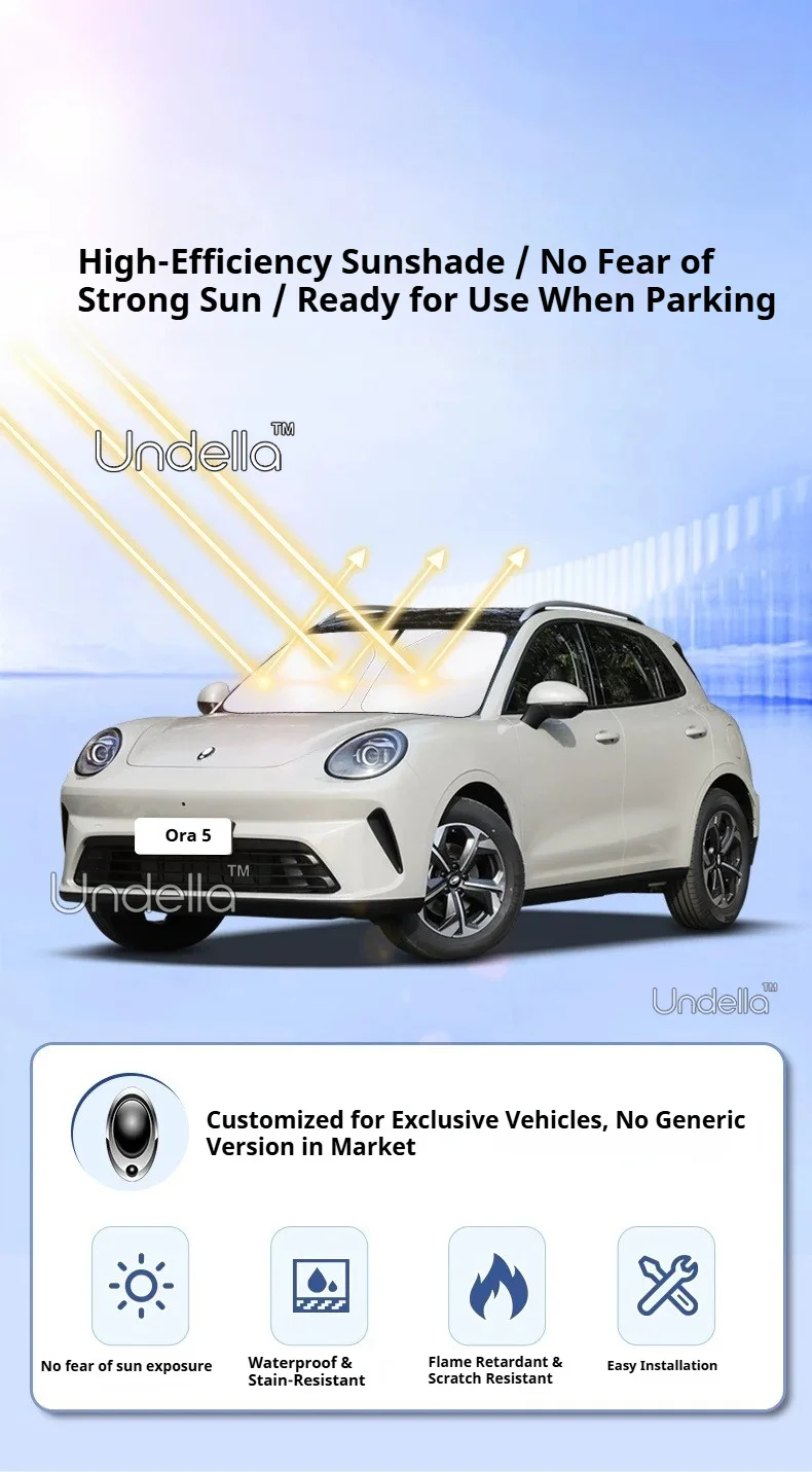 Für GWM ORA 5 2026 2027 Auto Faltbare Sonnenblende für die Frontscheibe, Wärmeisolierende Abdeckung, Anti-UV-Innenausstattung – Detail 2