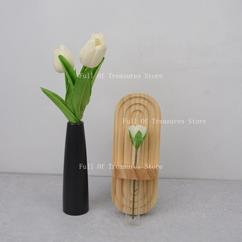 Wall Mounted Wooden Flower Rack Rack Test Tube Hydroponic Country Retro Terrarium Holder Green Plant Green Plant Bracket