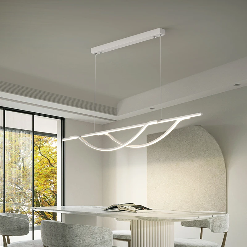 Creative Led Strip Pendant Light Dining Table Minimalist One-word Dining Room Chandelier Modern Home Indoor Decor Lighting Lamps