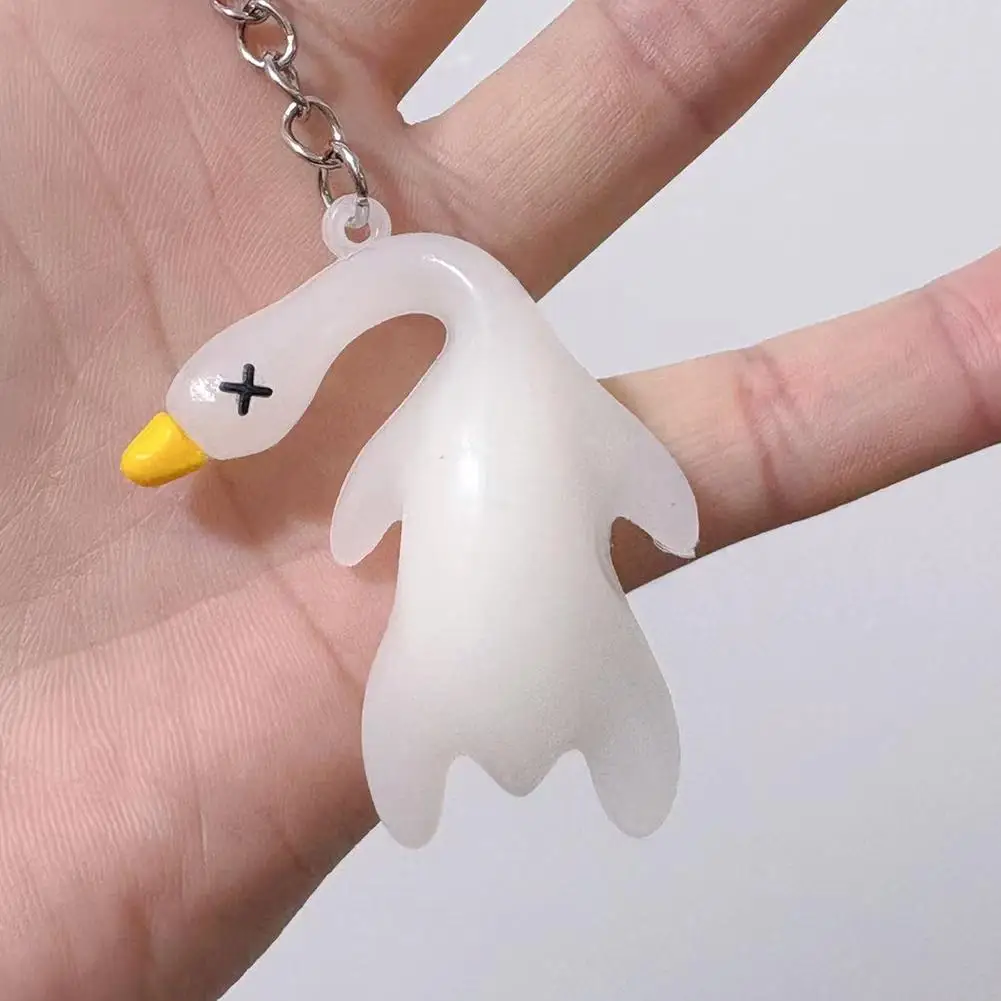 Funny Goose Keychain Roast Duck Rope Keyring Backpack Change White Pendant Accessories Color Hanging Car Chain Ultraviolet Q1S2