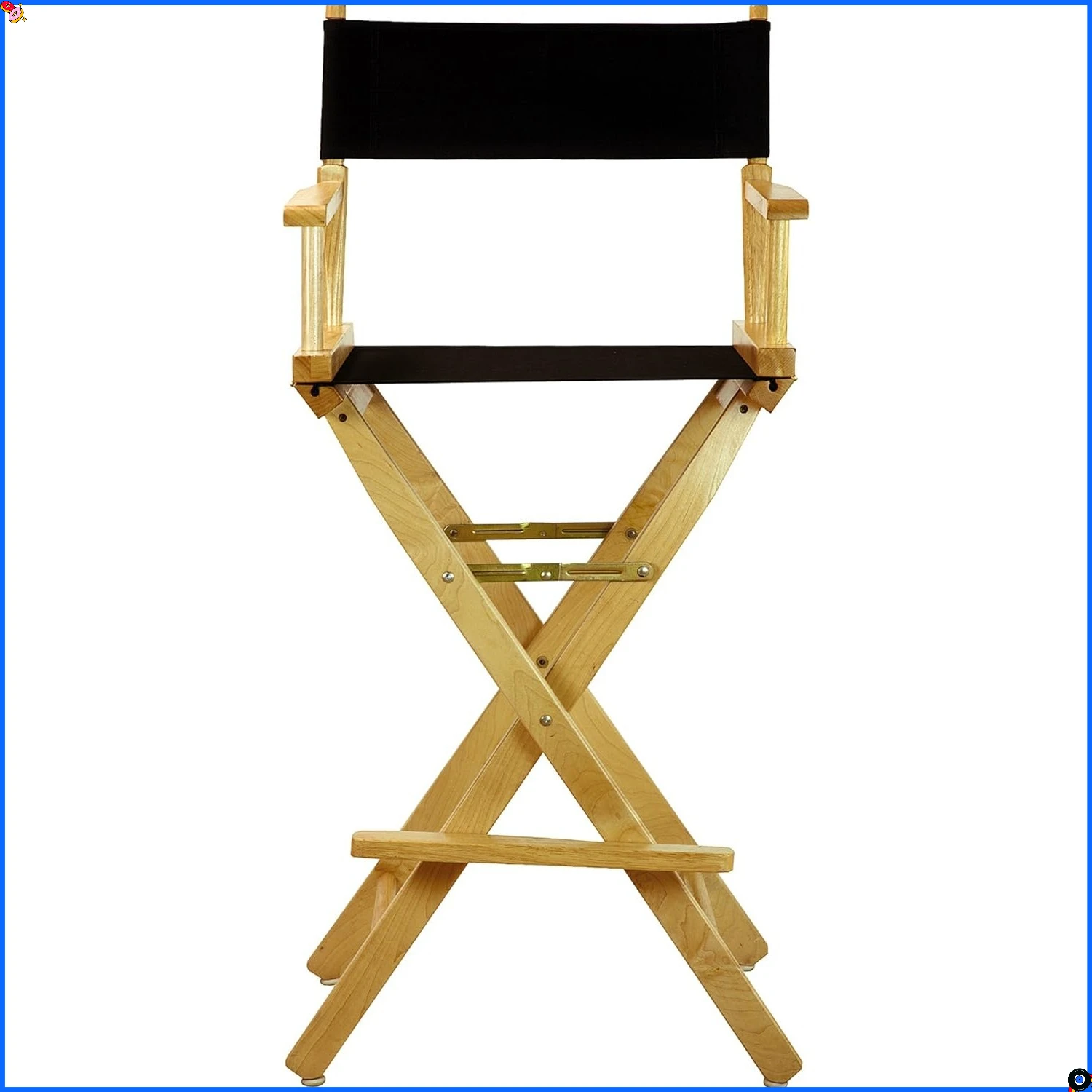 

Классический стул директора высотой 30 дюймов — натуральный каркас с черным холстом для повседневного домашнего использования