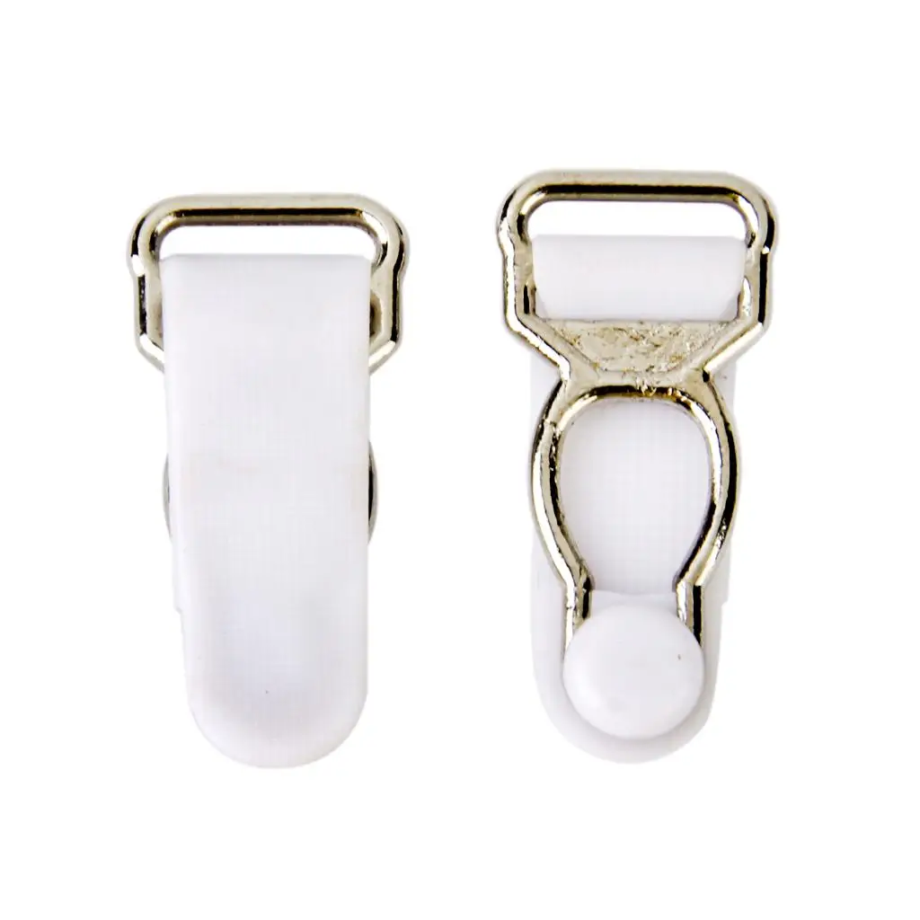 Plastic Garter Grips for Stockings Belt Clips Hooks Set for Corsets Girdles Bodysuits Lingerie White Nickel Plated Suspenders
