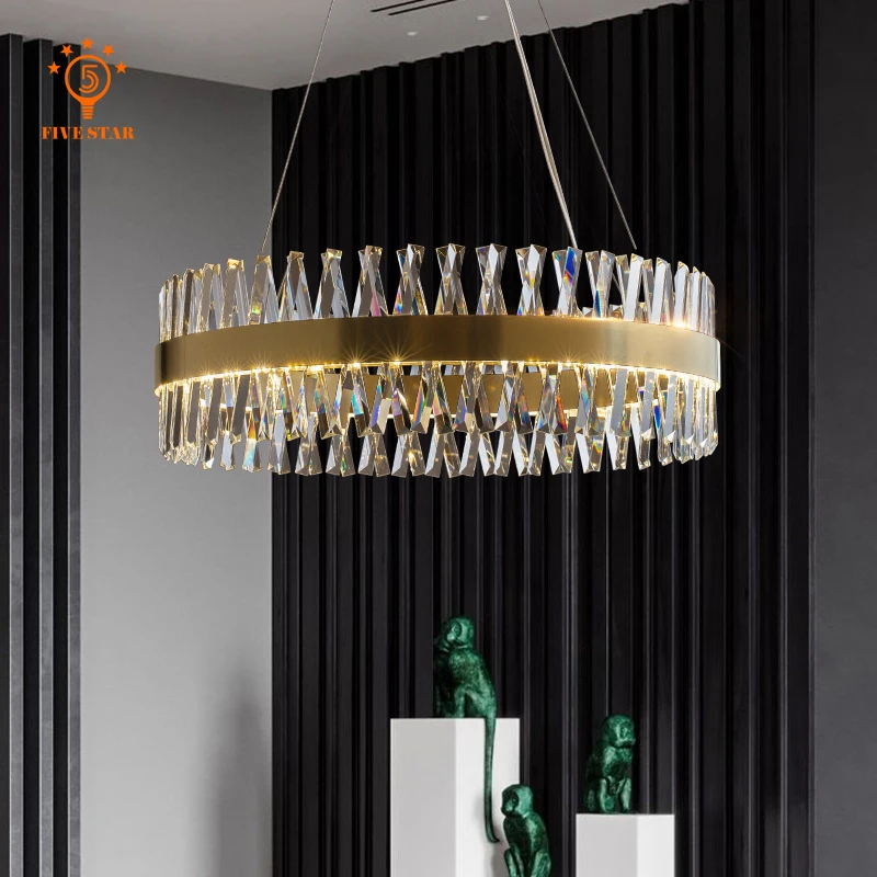

New Arrivals Luxury Pendant Light Crystal Ceiling Chandelier Fixture Round Oval Hanging Lighting Living Room Dining Room Hotel