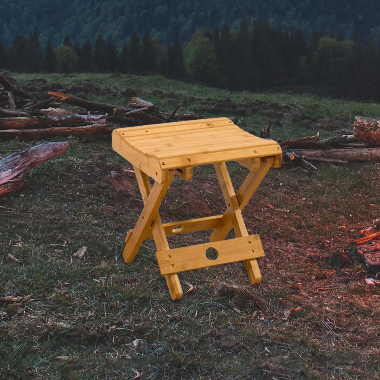 

Bamboo Folding Stool Ultralight Camping Chair for Backyard Yard Fishing