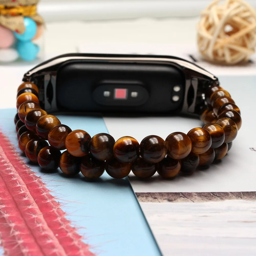 Bracelet for Mi Band 7 8 Smartwatch Strap Elastic Jewelry Beaded Wristband for Xiaomi Mi Band 6 5 4 3 Miband Mi7 Watchband Stone