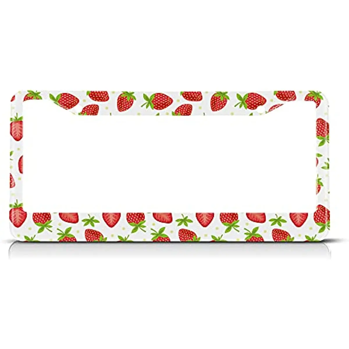 

Beabes Cute Strawberry Pattern License Plate Frame Tag Frames Fruit Tropical License Plates Holder 2 Holes Red White Decorative