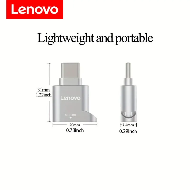 Lenovo Micro SD Card Reader, USB C to SD Card Reader, Type C TF Memory Card Reader with USB C to USB Adapter