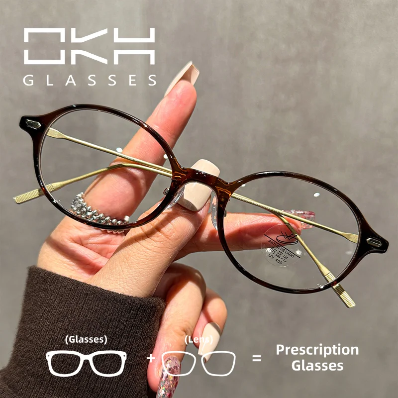 OKH New Oval Graduated Optical Glasses for Women Blue Light Glasses for Myopia Customized Anti-reflective Prescription Reading