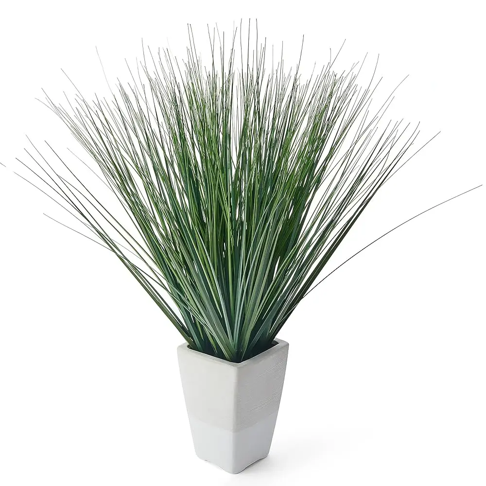 

Artificial Grass Plant In White Ceramic Pot, Realistic Look And Feel